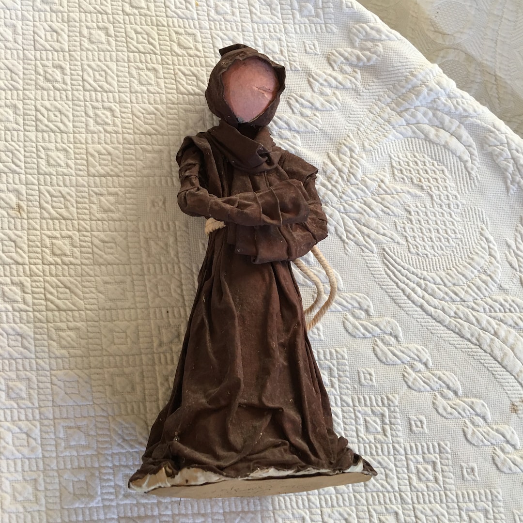 Vintage Papier Mache Monk Figurine. Use for Decoration. Stiffened ...