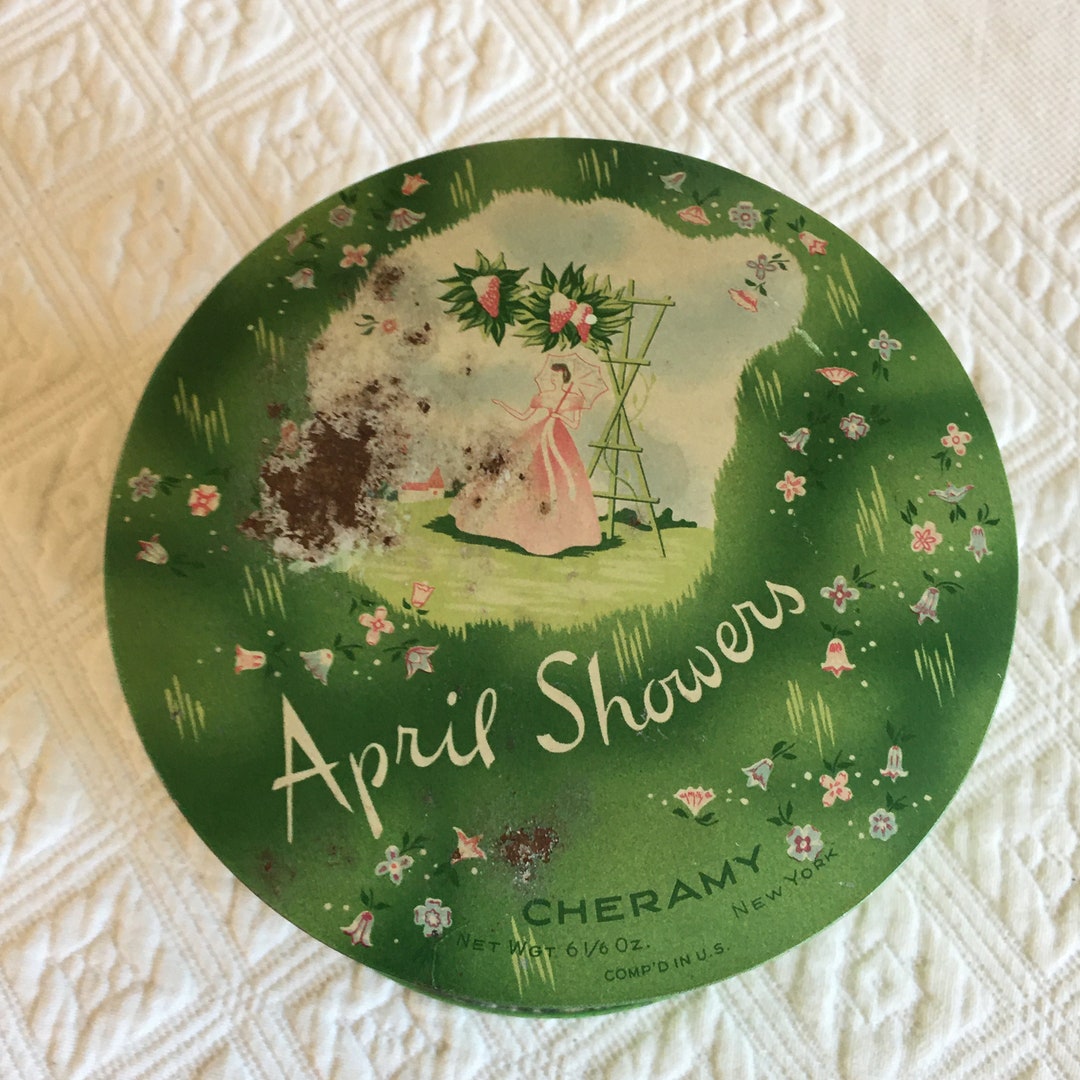 Vintage April Showers Cheramy Powder Box. Green With Small Flowers and ...