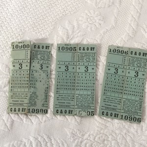 Vintage 3 C & O Railway Original Tickets. Series X Ticket Passes With No Date On Them. A Chessy Cat Stamp on Back. Two Consecutive Numbers.