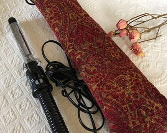Curling Iron Teflon Lined Case. Never Wait to Pack a Hot Appliance. Handmade Teflon Lined Decorator Fabric Case for Hot Tools.