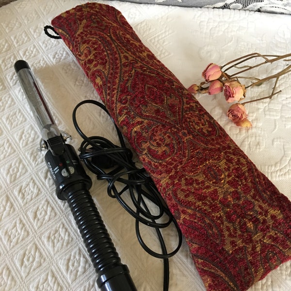 Curling Iron Teflon Lined Case. Never Wait to Pack a Hot Appliance. Handmade Teflon Lined Decorator Fabric Case for Hot Tools.