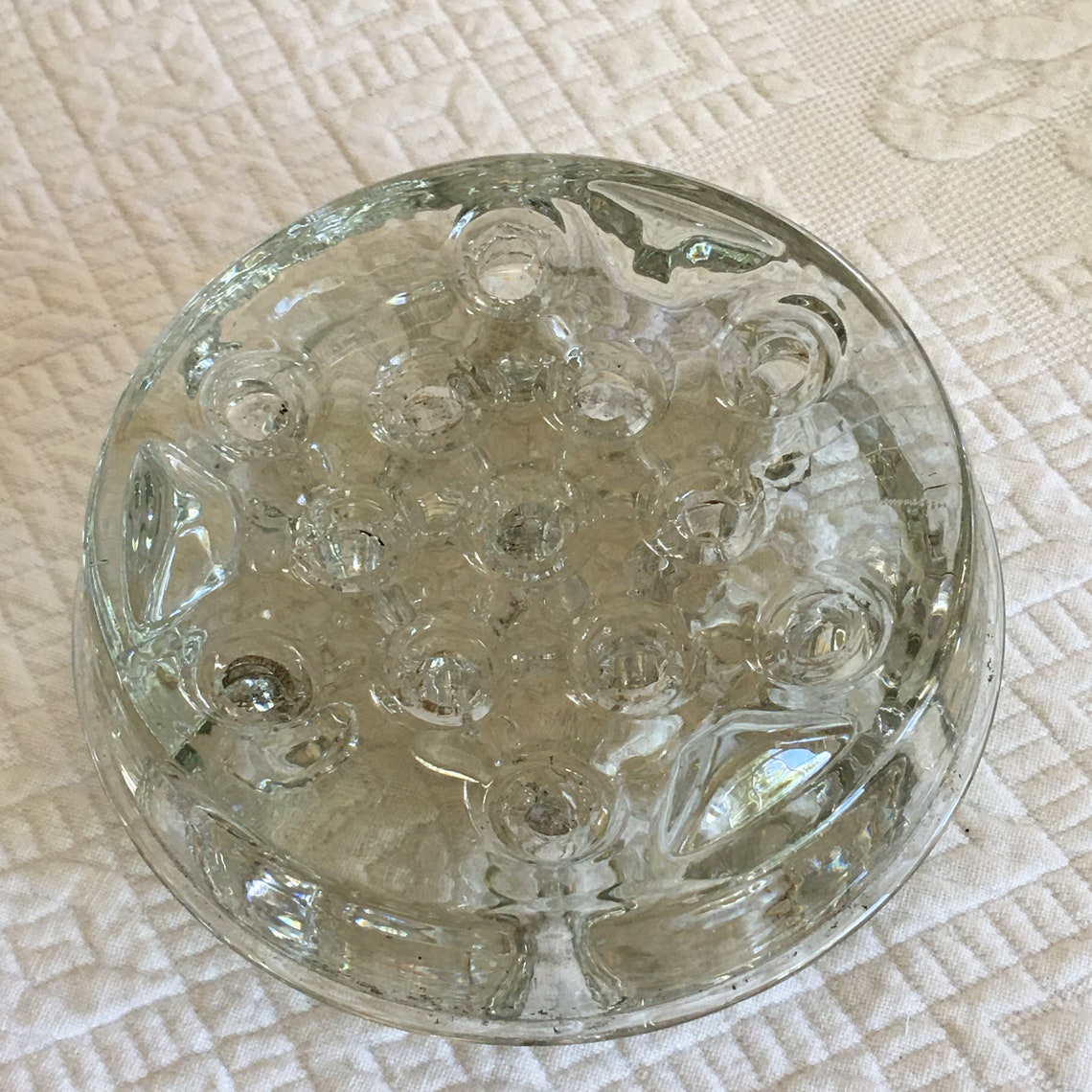 Vintage Clear Glass Holed Flower Frog. Flower Holder Frog. Etsy