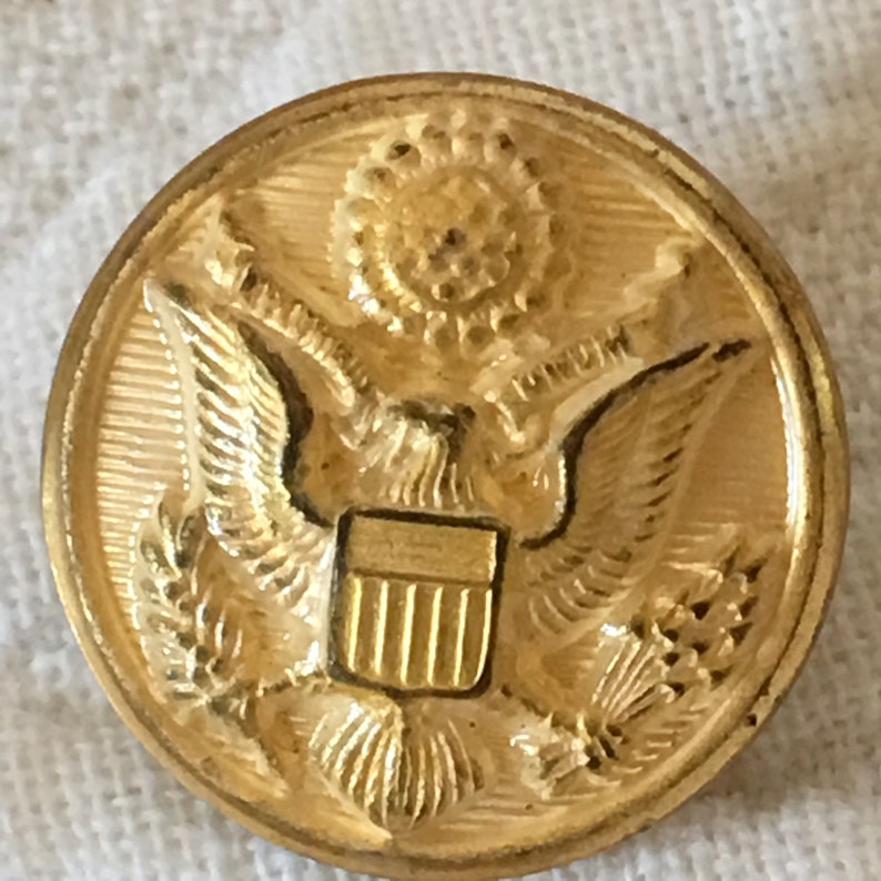 Vintage 33 Military Buttons. Gold Buttons With Eagle Shield Etsy