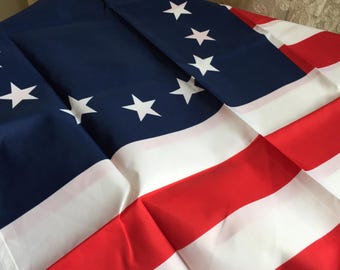 Vintage 13 Stars and Stripes Flag New Never Used. 35 3/4" X 29" Historic Flag Replica.