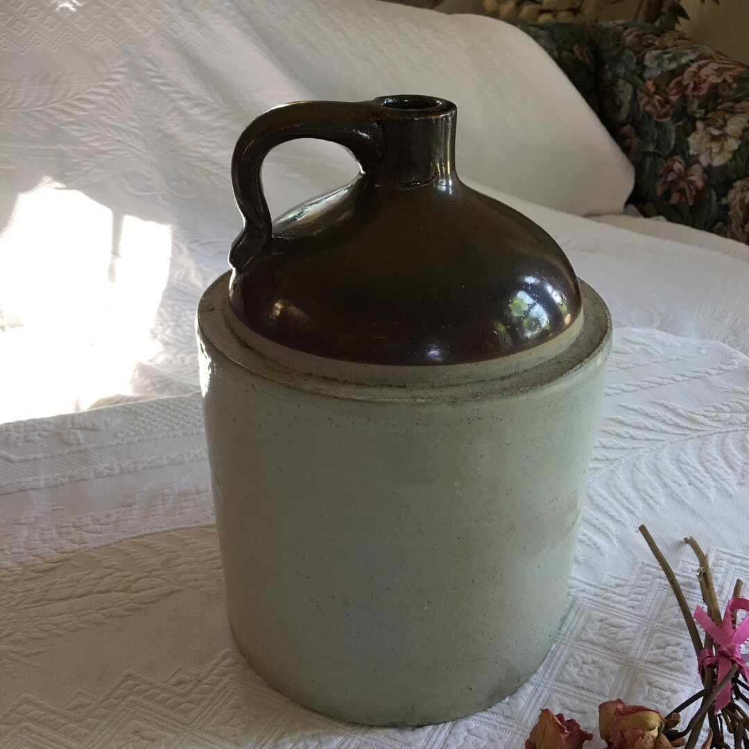 Antique Brown Jug With Handle. Brown and Tan Whiskey Pottery Jug. Well Made Jug. Brown Jug. Etsy