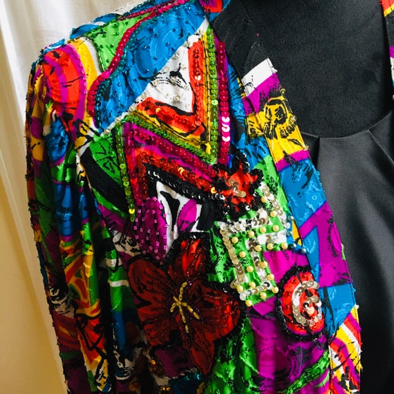 Vintage Diane Freis Original Silk Colorful Long F… - image 3