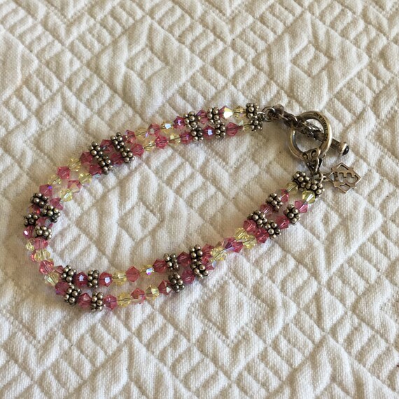 Vintage 925 Pink and Yellow Faceted Stone Bracele… - image 9
