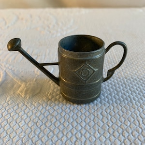 Vintage Mini Pewter Watering Can for Doll House or Miniature Display. Solid Pewter Mini Collectible to Display.