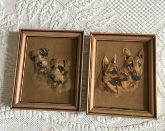 Antique 3D Embossed Dog Pictures. Alsatian Wolfhounds or Sealyhams. Listing for One Embossed Picture. Victorian Dog Picture.