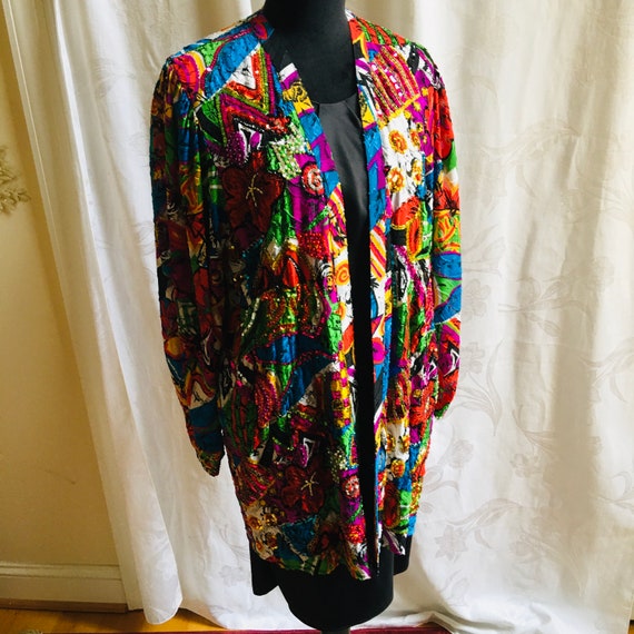 Vintage Diane Freis Original Silk Colorful Long F… - image 1