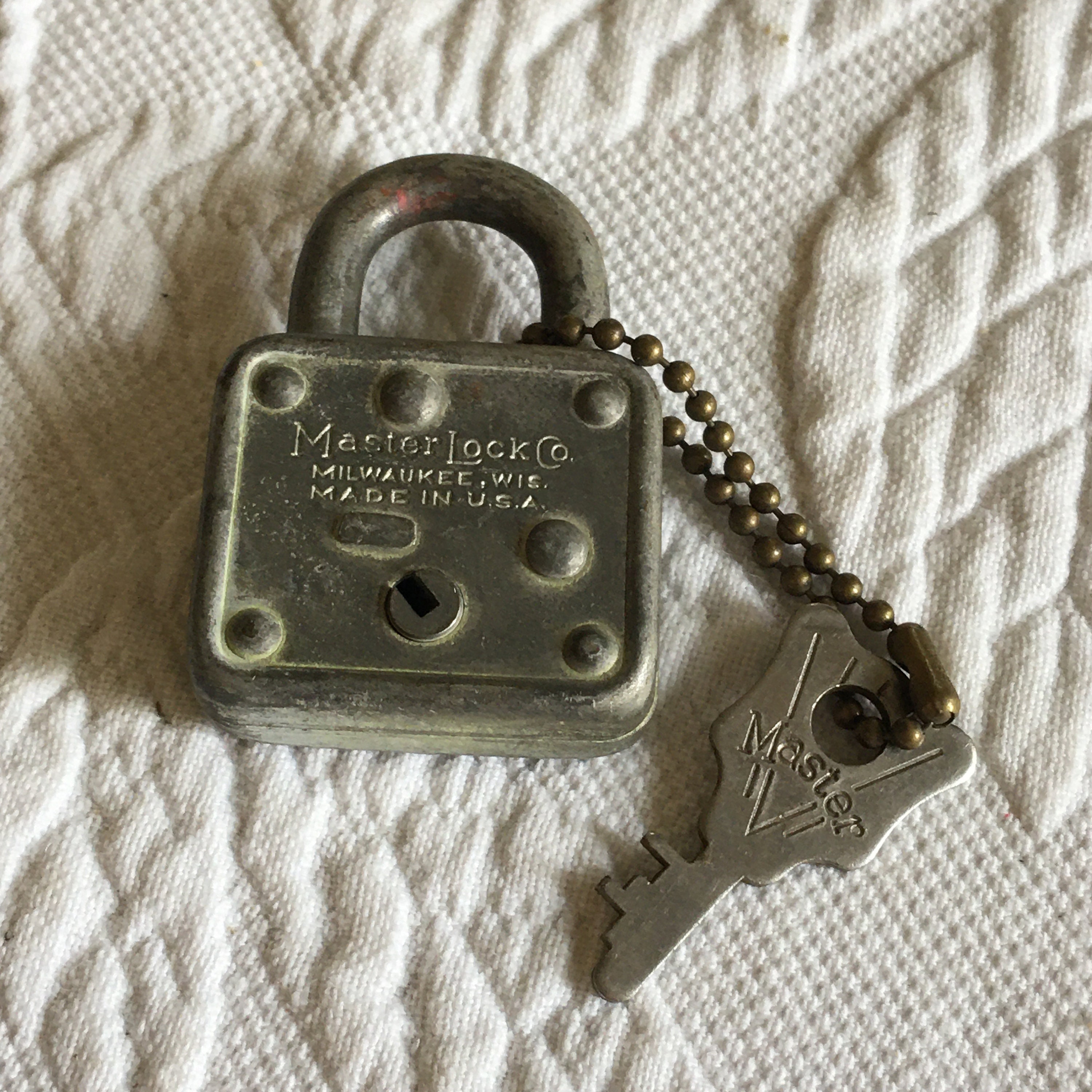 Vintage Master Lock No 66, Milwaukee Wisconsin USA Padlock - No