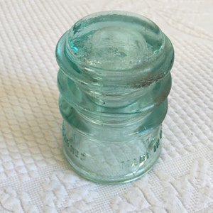 Vintage 1910 Whitall Tatum Co. No. 3 47. RR Electrical Glass Insulator Connection Cover. Light Green Glass Insulator.