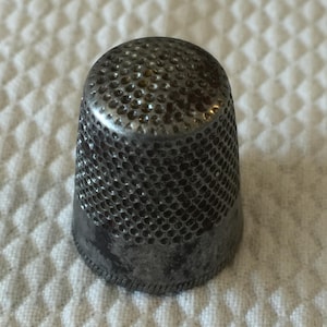Vintage Collector Brass with Cloisonne Thimble with Blue Enamel Inside. Flower Designs in Cloisonne.