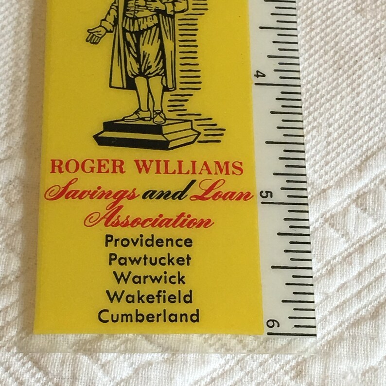 Vintage 1950s Bookmark Rules. Roger Williams Savings and Loan Association Give Away Ruler Bookmark. Savings and Loan Advertising Give-Away. image 5