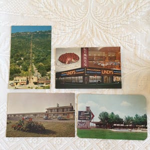 Carte postale vintage des années 50. Choisissez Lookout Mt. Chattanooga, Tennessee, Lindy's Broadway, NY, Orchard Motel, Winona (Ontario) ou Sands Motor Hotel, AL.