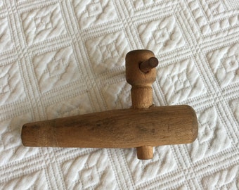 Vintage Wooden Keg Spout. Turn Handle to Let the Liquid Flow.