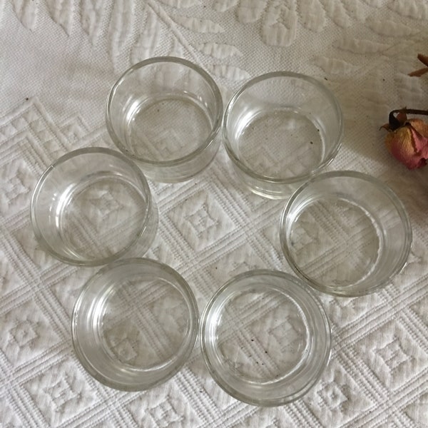 Vintage 7 Glass Bowl with Straight Sides. or Choose Set of 5 Glass Bowls Shorter Sides. Use for Individual Condiment Serving.