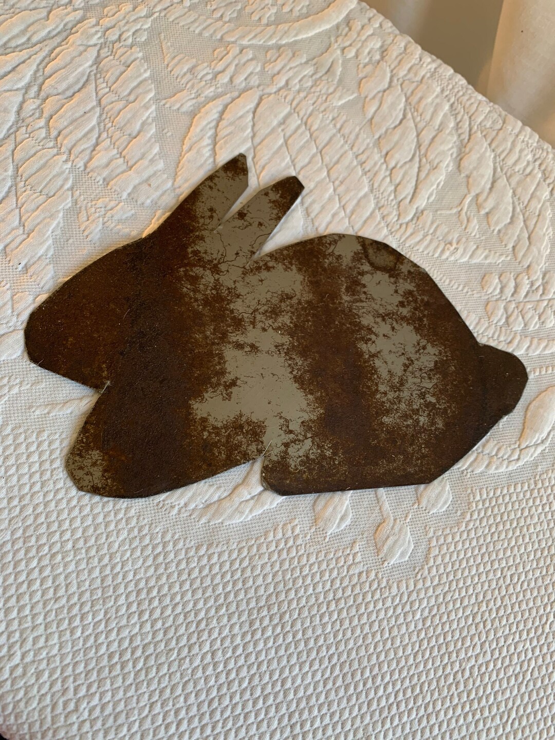 Vintage Iron Cut Out Rabbit. Rust Brown and Silver Cut Out Animal ...