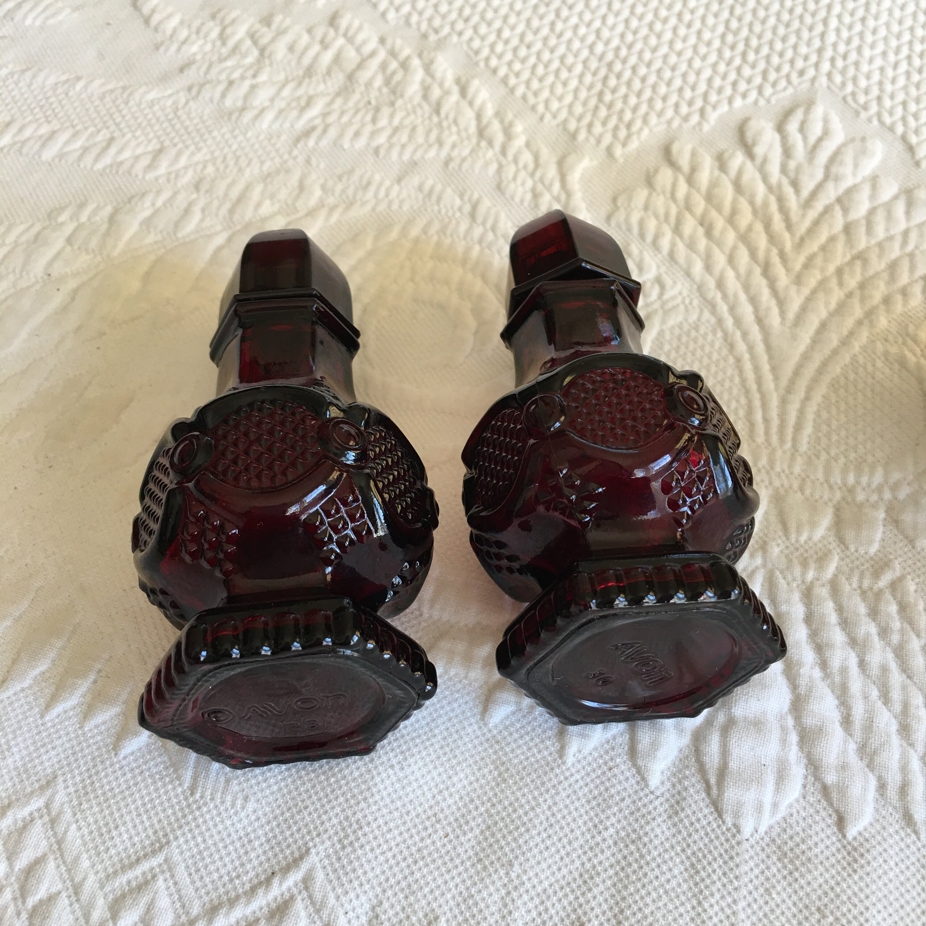 Vintage Avon Red Glass Salt and Pepper Shakers. Plastic Screw Etsy