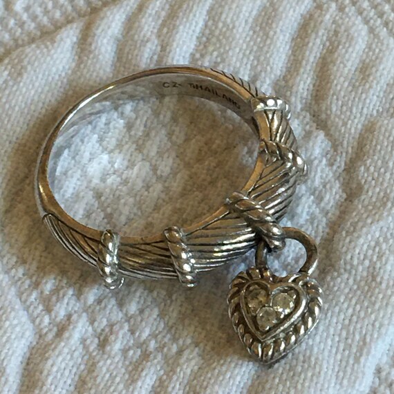 Judith Ripka Heart Dangle Ring Ring