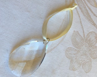 Vintage Teardrop Prism Ornament. Faceted Glass Prism Hanging Ornament.