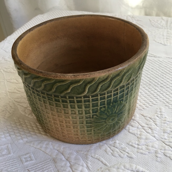Antique Primitive Stoneware Sunflower Crock. Country Decorating Farmhouse Dairy Cream Butter Crock. Sunflower Stoneware. Etsy
