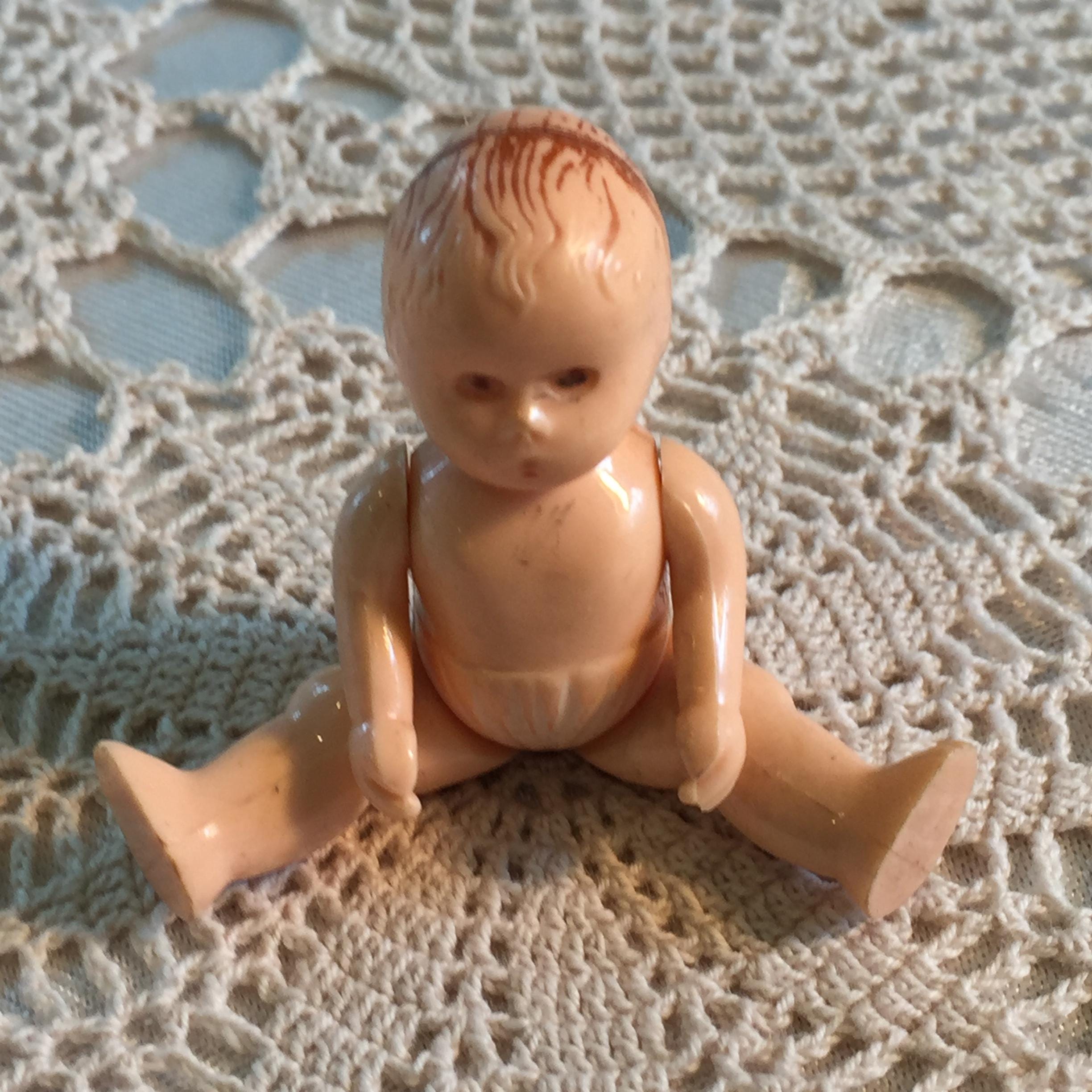 Poupée Miniature Bébé Celluloïd Française - Années 1900, 11cm