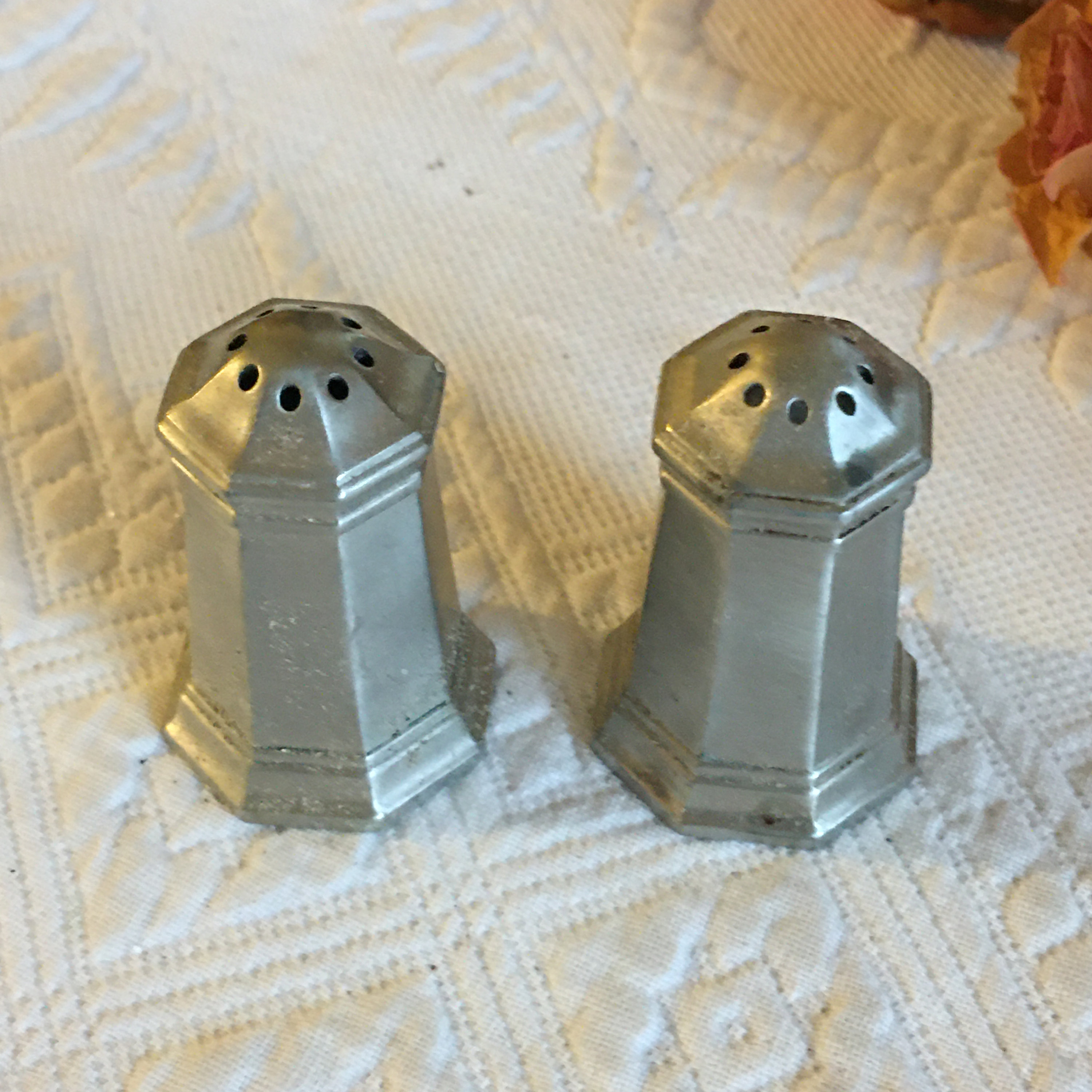Vintage Pewter Salt and Pepper Shakers. Marked Pewter Etsy UK