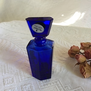 Vintage Bicchielli Argento 925 Sterling Cobalt Blue Glass Stopper Perfume Bottle. Made in Italy. Lovely Cobalt Sterling Bottle.