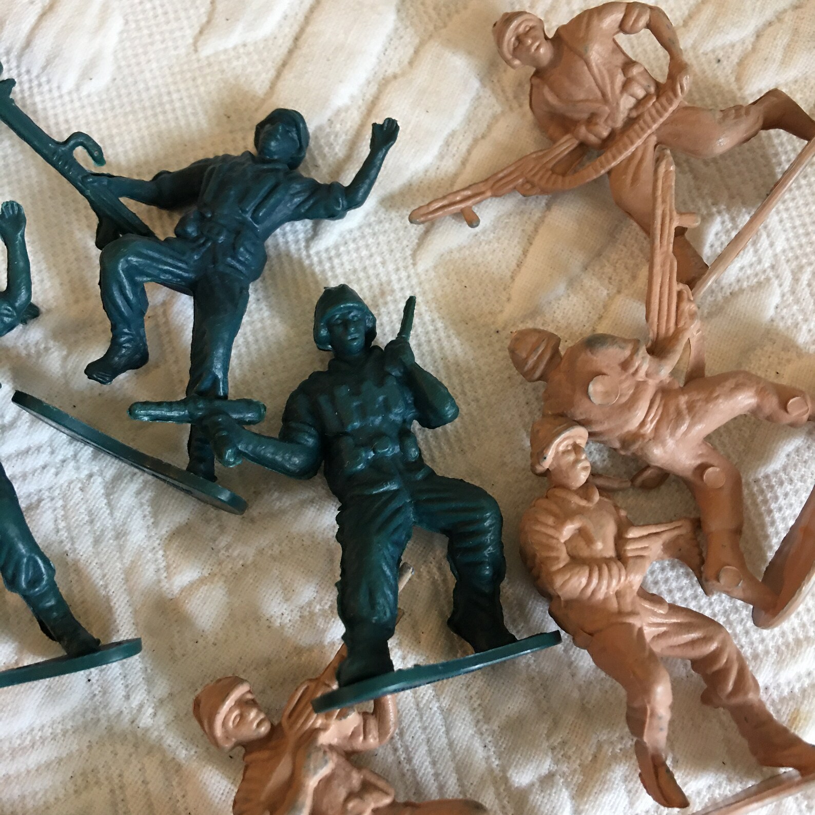 Vintage Miniature Toy Soldiers and Weapons. Green and Tan Hard Etsy India