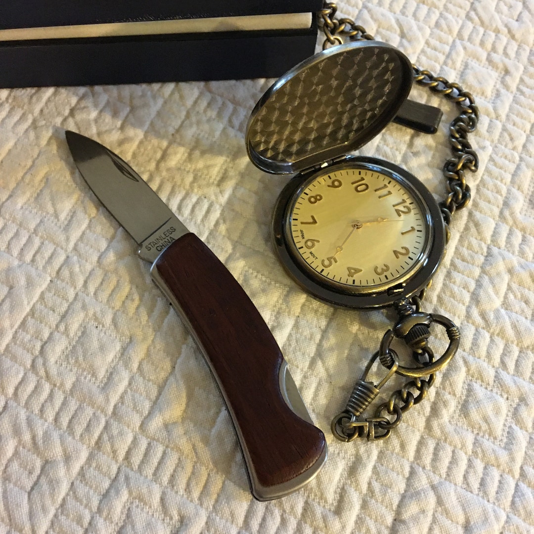 Vintage Pocket Knife and Pocket Watch for Battery