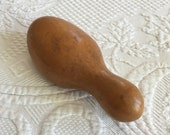 Vintage Darning Egg in Flat Unique Shape With Handle. Blonde Wood Sock Darning Egg. Great For Use or Sewing Display of Vintage Implements.