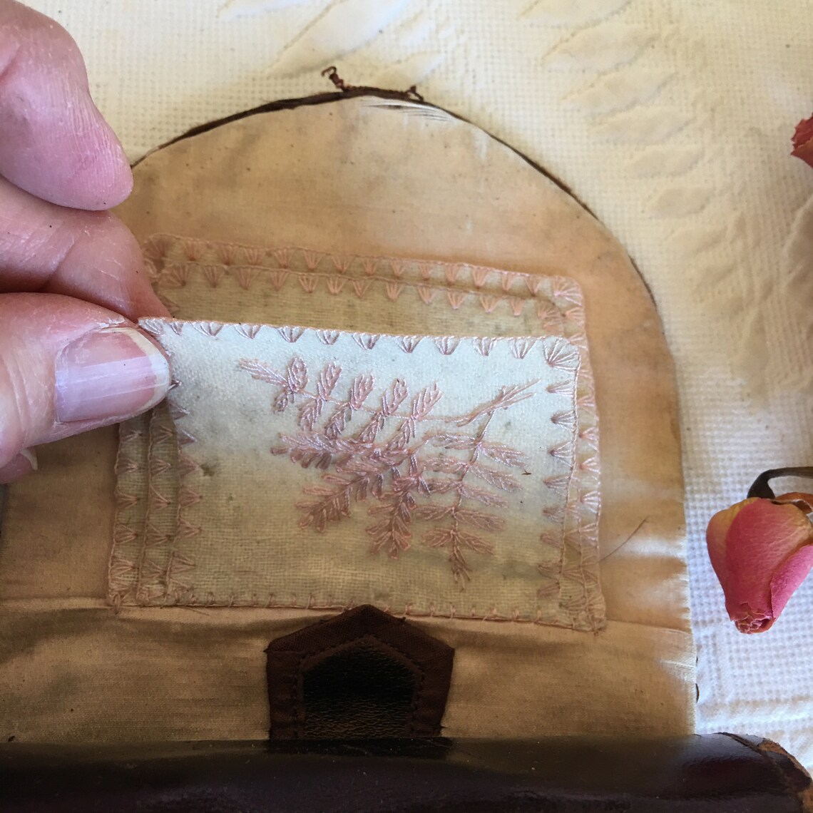 Antique Silk Leather Sewing Case. Shiny Leather Covered Etsy