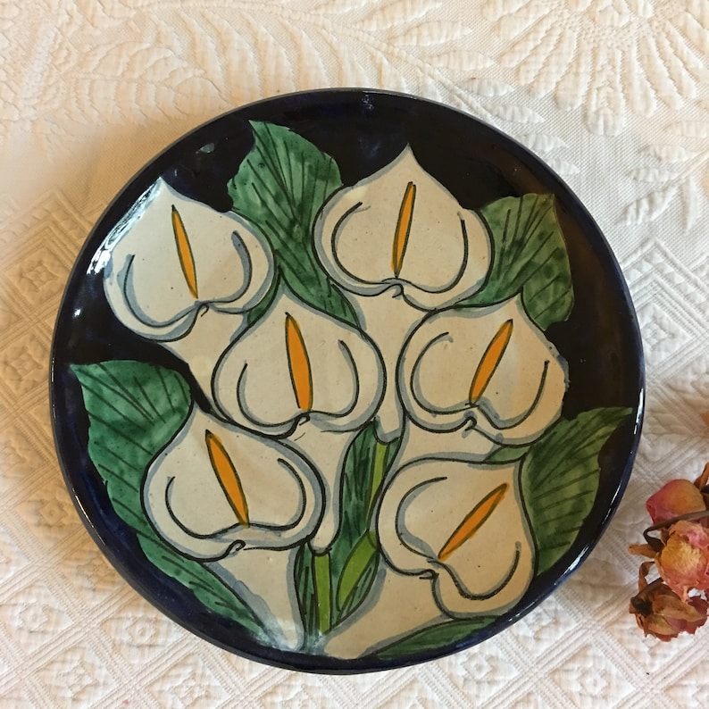 Vintage Hand Made Plate With Calla Lilies. White Lilies and | Etsy