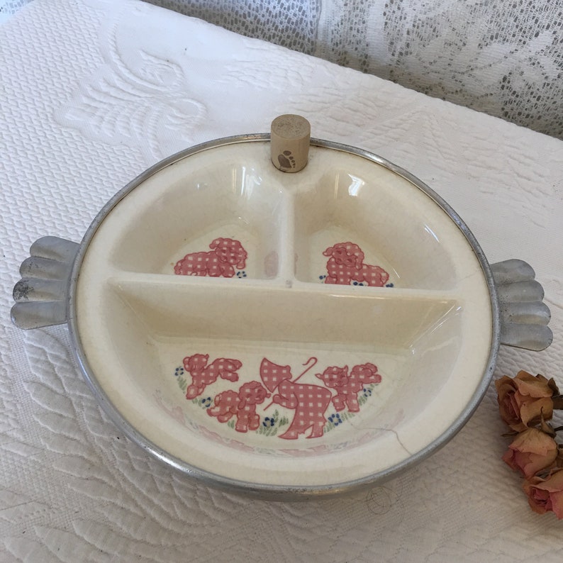 Vintage Excello Heated Baby Dish. Three Sectioned Ceramic Dish Etsy