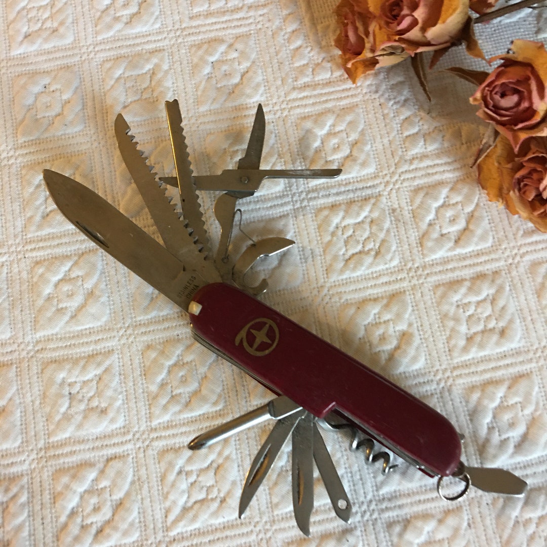 Vintage Swiss Army Knife With at Least 11 Tools. Two Saws, Scissors