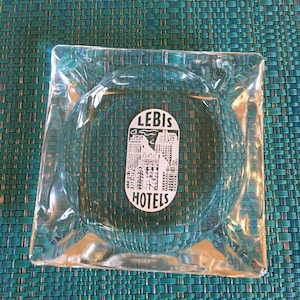 Vintage Lebis Hotel Ashtray. Clear Glass Hotel Souvenir Ashtray.