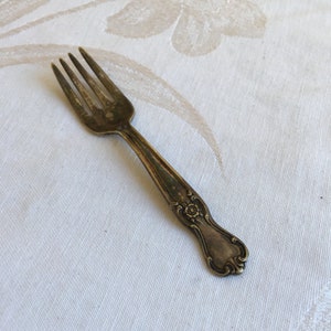 Vintage Old Company Plate Baby Fork. Decorative Handle End with Rose Pattern. Child&#39;s Fork Just Their Size.