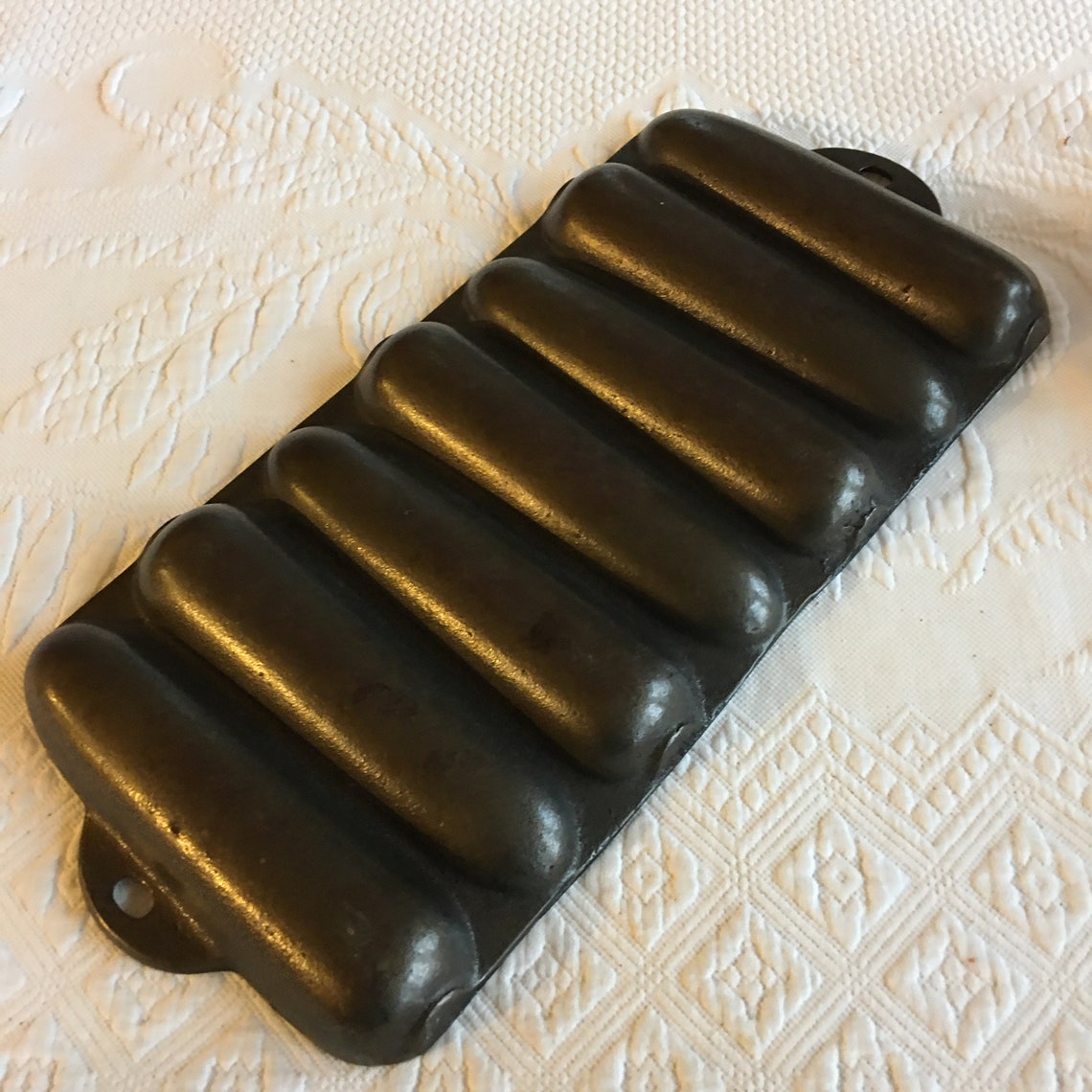 Vintage Silver Cast Iron Corn Molds Cornbread Pan. Two Holes Etsy