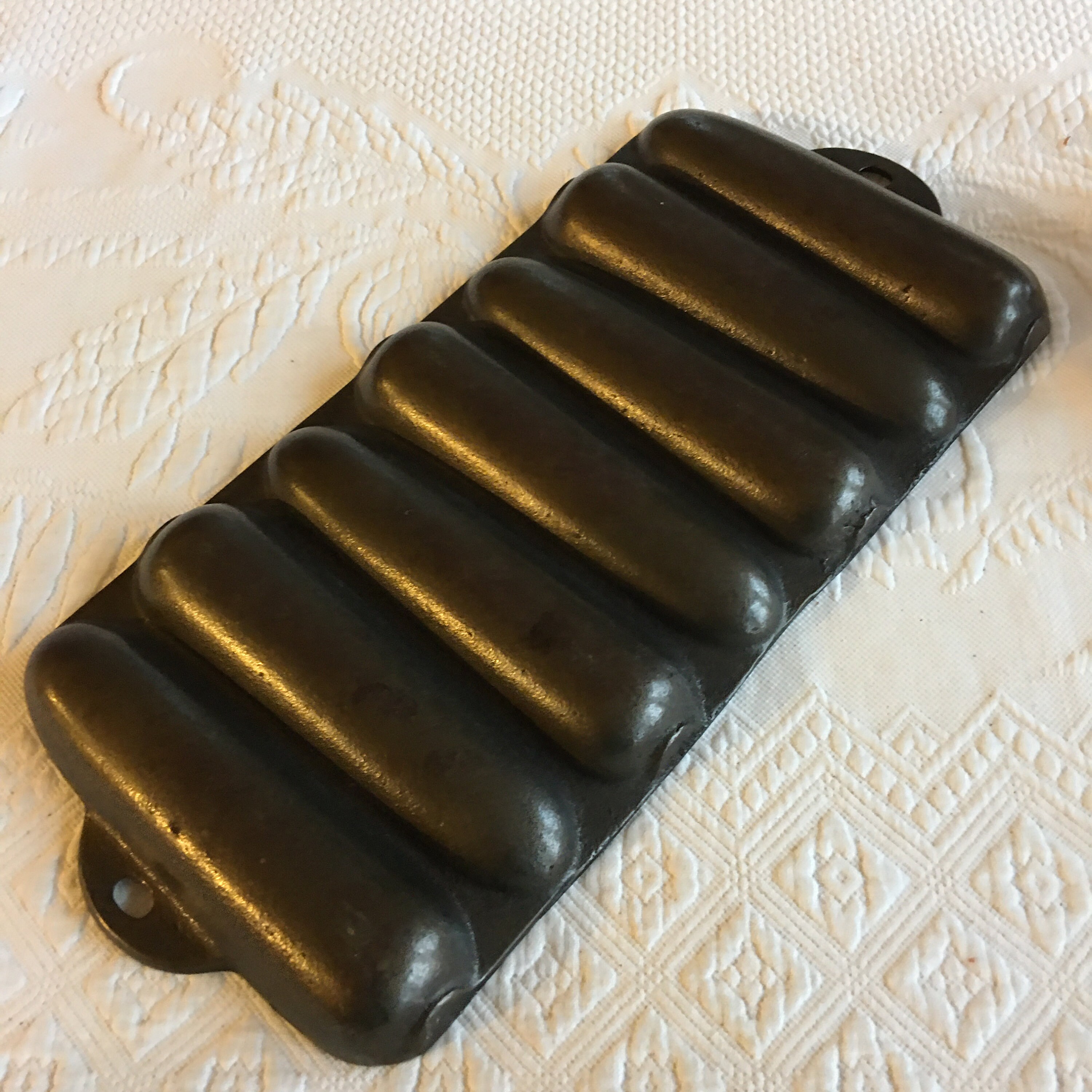 Vintage Silver Cast Iron Corn Molds Cornbread Pan. Two Holes Etsy