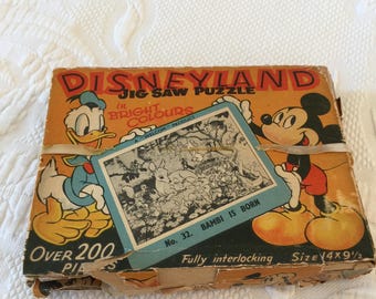 Rare Vintage Disneyland Jig Saw Puzzle in Bright Colours, Over 200 Pieces. No. 32, Bambi is Born. Size 14 " 9 1/2". Williams Ellis England.