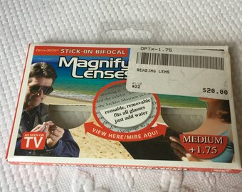Stick-On Bifocal Magnifying Lenses, Medium +1.75. Removable Reusable and Invisible. Non-prescription lenses OPTX-1.75 Reading Lens.