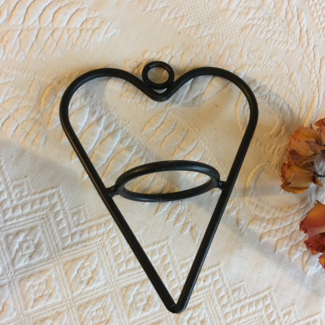 Vintage Wrought Iron Heart Shaped Small Flower Pot Holder or Etsy