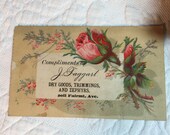 Victorian Advertising Card for Compliments of J. Faggart Dry Goods, Trimmings, and Zephyrs, 2011 Fairmont Ave. Victorian Business Card.