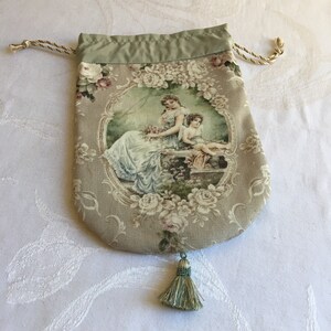 Handmade Cotton and Silk Reticule With Artist Designed Fabric, White ...