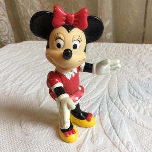 Vintage Minnie Mouse Toy Figurine. Head Turns From Side to Side and Arms and Legs Move. She Can Stand on Her Own. Disney Minnie Mouse Toy.