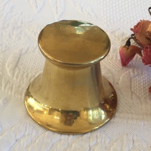 Antique Gold Brass Inkwell. Flip Up Top No Insert. Flared Bottom of Ink Well.