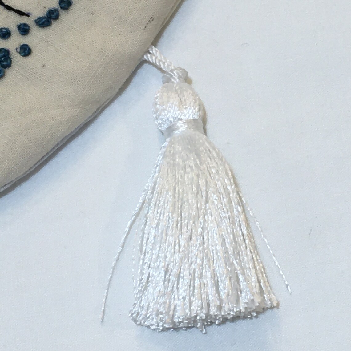 Handmade Embroidered Linen Reticule Purse. White Tassel, Blue ...
