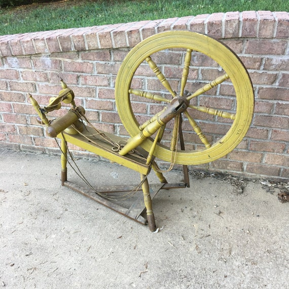 Antique Wooden Spinning Wheel. Yellow Painted Traditional Primitive 1800s  Cotton Weavers Spinners Wheel and Stand. Antique Spinning Wheel. -   Ireland