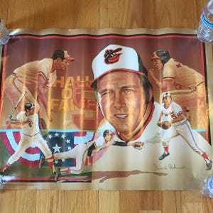 Poster vintage del 1983 di Brooks Robinson, Hall of Fame dei Baltimore Orioles. Crown Petroleum Company. 66 x 48 cm.